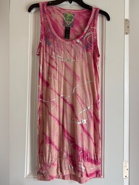Custo Barcelona Pink Tie-Dye Tank Dress